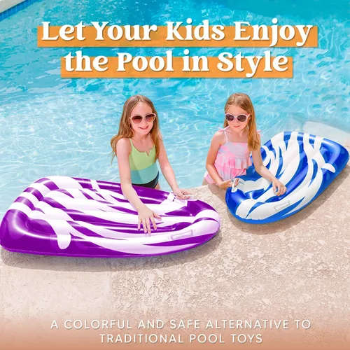 Vista 2 de JOYIN Paquete de 2 tablas inflables para toboganes de agua, piscina flotante, aprende a nadar, juguete divertido de verano para niños