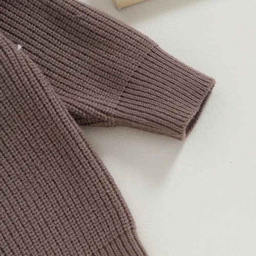 Vista 6 de Kuriozud Suéter de punto con cuello redondo para bebé niño y niña, suave y cálido, ropa de otoño e invierno