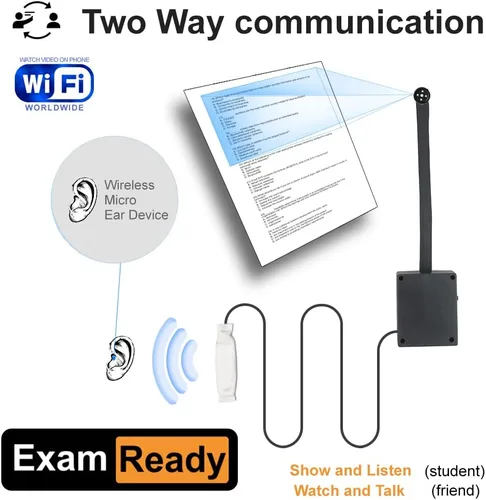Vista 7 de Cámara IP WiFi 4K Módulo de cámara oculta con auricular inalámbrico Lente flexible larga Detección de movimiento y batería externa Comunicación
