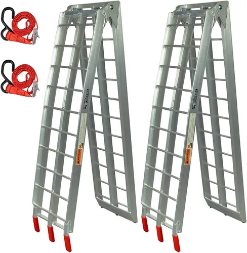 Vista 5 de Pit Posse PP2755P - Par de rampas de carga plegables de aluminio para cortacésped y todoterreno, 89", con capacidad de 1500 libras nominales