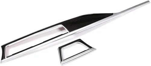 Vista 2 de YIWANG Cubierta de panel de decoración de consola central de ABS estilo fibra de carbono, 2 piezas para BMW Serie 3 F30 2013-2019 Accesorios