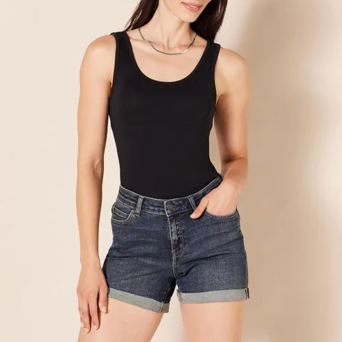 Vista 3 de Tienda Essentials - Camiseta ajustada sin mangas para mujer, paquete de 2