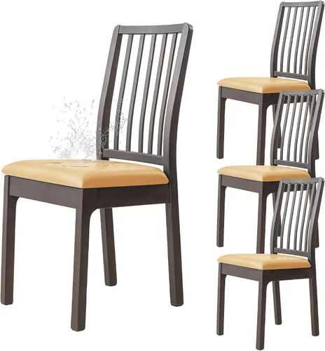 Vista 16 de Dimatic Juego de 2 fundas de asiento para silla, de piel sintética, impermeables, fundas elásticas para sillas de comedor, fundas protectoras