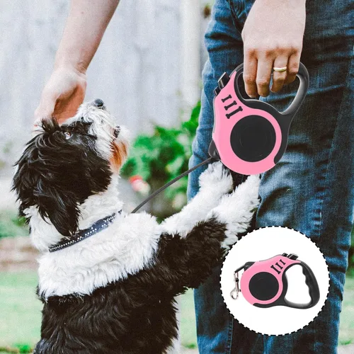 Vista 6 de POPETPOP Correa retráctil para perro, material de abdominales, portátil, accesorio para cachorros, mango cómodo, correa para caminar al aire libre