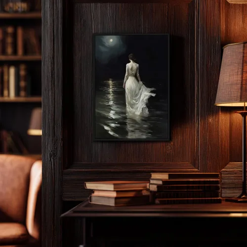 Vista 8 de Arte de pared enmarcado de mujer melancólica Arte de pared de academia oscura Pintura decorativa victoriana gótica Arte de mujer en impresión