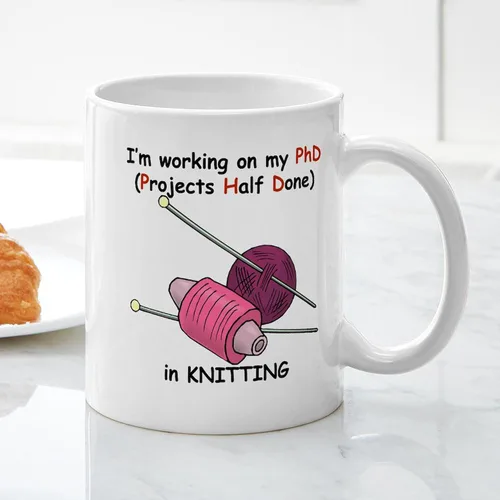 Vista 5 de CafePress Knitting Phd (Projects Half D Mug 11 oz (11.0 fl oz) Taza de café de cerámica