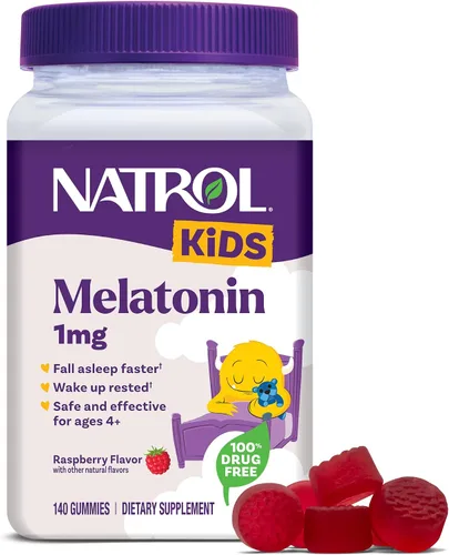 Vista 10 de Natrol Melatonina para niños 1 mg, suplemento dietético para un sueño reparador, gomitas de melatonina para niños, 180 gomitas con sabor a