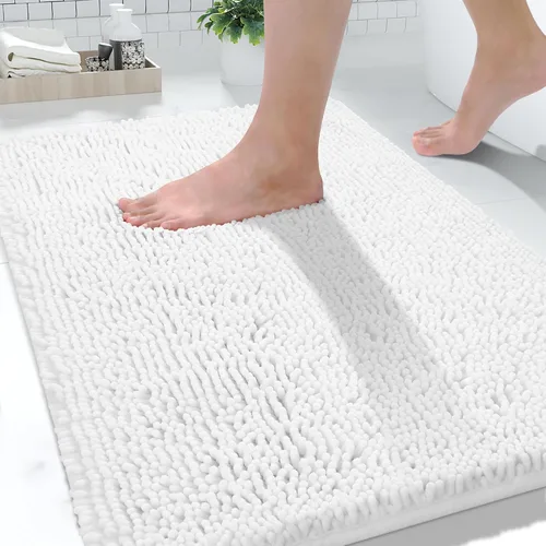 Vista 46 de Yimobra Tapetes de baño lavables, de chenilla súper suave y absorbente, para suelo y alfombra, de secado rápido, antideslizante, para bañera y Beige