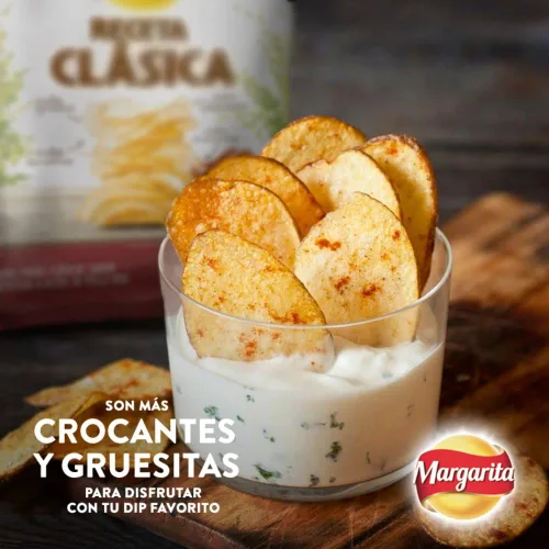 Vista 5 de Papas Margarita (paquete de 12) Patatas fritas extra crujientes alas BBQ y limón sabor a pimienta Papitas Margarita extra crocantes de Alitas BBQ