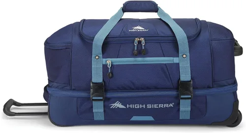 Vista 3 de High Sierra Fairlead - Bolsa de viaje portátil de poliéster de 34 pulgadas con ruedas y mango telescópico empotrado, color grisazul, Azul marino