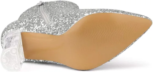 Vista 6 de Allegra K Botines transparentes con purpurina para mujer, Claro
