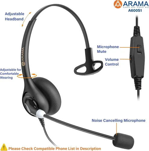 Vista 10 de Arama Auriculares de teléfono para teléfonos de oficina para Polycom