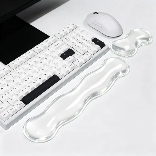 Vista 17 de Alfombrilla para mouse con reposamuñecas, juego de almohadillas de mouse de gel suave con soporte de muñeca de mano, bonitos accesorios