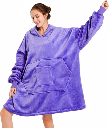 Vista 19 de REDESS Blanket Hoodie Sweatshirt, Wearable Blanket Oversized Sherpa Hoodie Beige