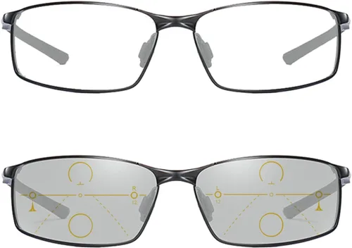 Vista 2 de COTIA Gafas de lectura multienfoque progresivas transición, fotocrómica, deportivo, lector cuadrado para hombres