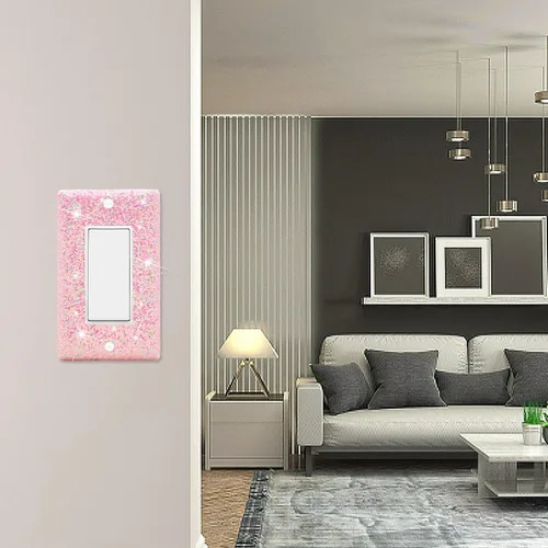 Vista 5 de Dengduoduo Placas de pared, cubierta decorativa para interruptor de luz, cubierta de pared brillante con purpurina brillante, placa de pared de una