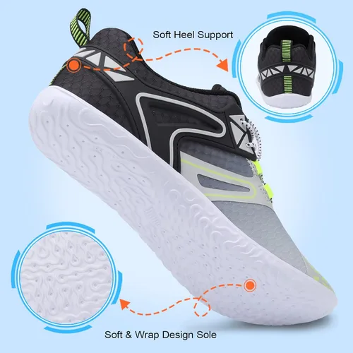 Vista 6 de L-RUN Zapatos de agua para hombre y mujer, zapatos de agua descalzos para senderismo, secado rápido, calcetines acuáticos para natación, buceo