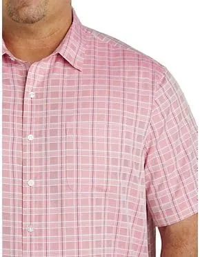 Vista 2 de Synrgy - Camisa deportiva de microfibra a cuadros pequeños, color rosa y blanco, 2XL, RosadoBlanco