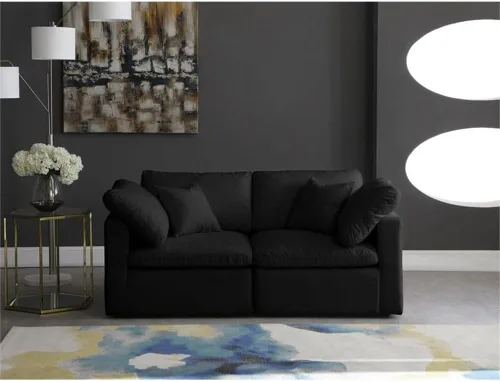 Vista 4 de Meridian Furniture 602Black-S70 Plush Collection - Asiento modular tapizado de terciopelo contemporáneo con relleno de plumón para 1 unidad