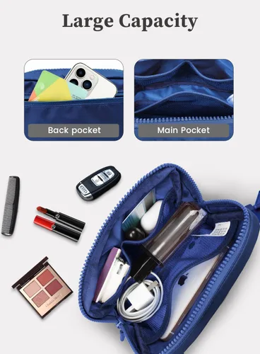 Vista 3 de Meyfancy Riñonera para mujer, riñoneras, bolsas cruzadas con correa ajustable para correr, viajar, entrenar, impermeable, Azul (Peacock)