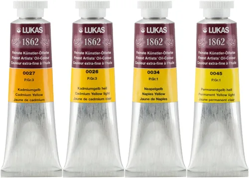 Vista 34 de Lukas 1862 Pintura al Óleo para Artistas Profesionales - Colores Tierra Amarillentos, 37 mL - Juego de 4 - Destacada Resistencia a la Luz, Sin