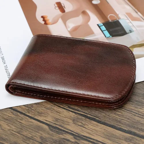 Vista 9 de Polare Slim Curve Front Pocket RFID Bloqueo Italiano Cartera plegable de cuero real para hombre
