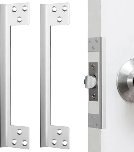 Vista 7 de Blulu 2 unidades de placa de protección de pestillo de puerta de 7 pulgadas de ángulo de salida protector protector en forma de L refuerzo