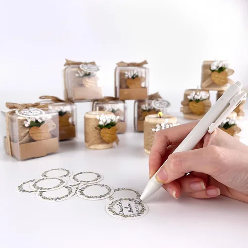 Vista 4 de 12 portavelas de madera para velas de té, regalos de agradecimiento de boda para invitados, centros de mesa de bautismo/despedida de soltera