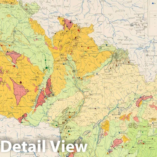 Vista 2 de Czechoslovakia Mineral Deposits Map 1966 - Historical Map Print - 24in x 14in