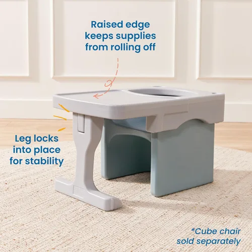 Vista 4 de ECR4Kids Accesorio de escritorio para silla Tri-Me de plástico multiusos 3 en 1 para interiores y exteriores, muebles para niños, gris claro