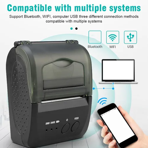 Vista 4 de Impresora térmica de recibos, Bluetooth 2.283 in Mini impresora POS con impresión de alta velocidad de 3.543 in/s, compatible con sistemas Android