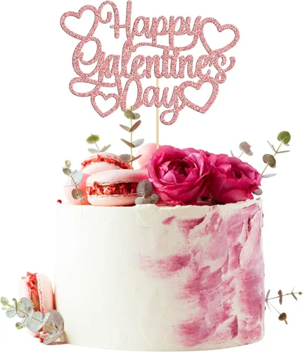 Vista 20 de 24 piezas de decoración de cupcakes con purpurina dorada para el día de San Valentín, temática de San Valentín, fiesta de cumpleaños, suministros