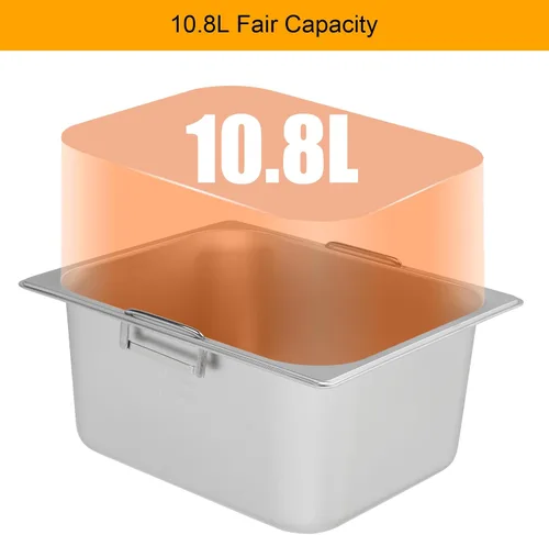 Vista 4 de ROVSUN Freidora eléctrica de 11.4 cuartos de galón con cesta y tapa, freidora de cocina comercial de 2500 W, freidora francesa de acero inoxidable