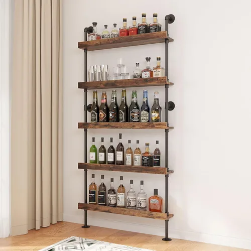 Vista 4 de Estante de vino de 5 niveles montado en la pared, 23.6 pulgadas de Negro