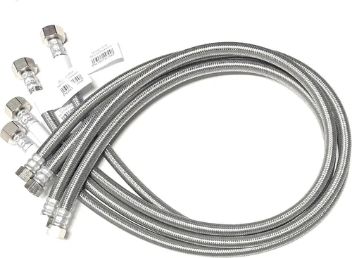 Vista 23 de Conector de línea de suministro de agua para grifo de acero inoxidable trenzado, línea de suministro para grifo - rosca de compresión hembra de 3/8