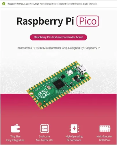 Vista 6 de Raspberry Pi Pico Flexible Microcontrolador Board basado en el procesador Raspberry Pi RP2040 de doble núcleo ARM Cortex M0+, 3 piezas