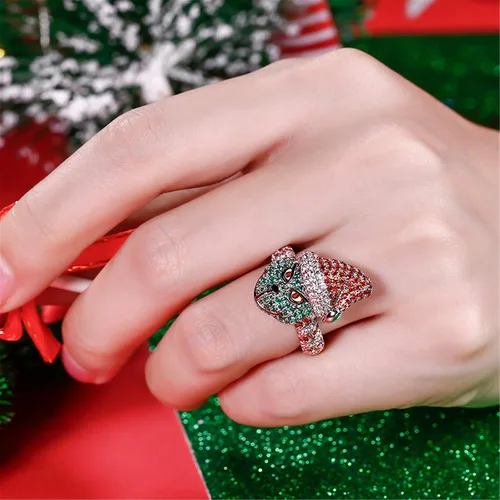 Vista 5 de Jeulia Anillo de compromiso de plata de ley inspirado en monstruos de Navidad, anillo de compromiso de circonita cúbica, anillo de compromiso