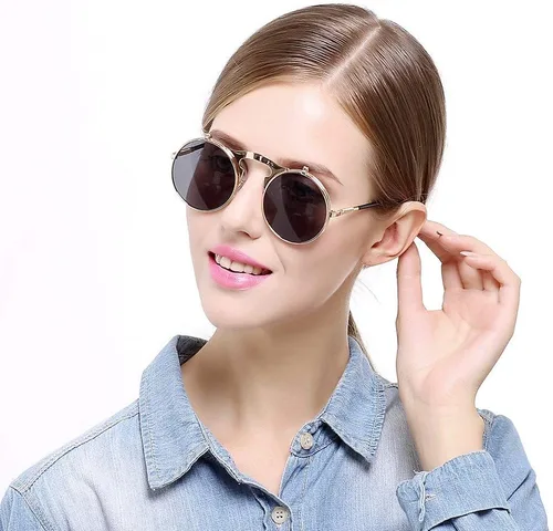 Vista 6 de Dollger Gafas de sol redondas para hombres y mujeres, estilo retro steampunk de los años 90