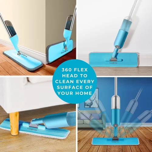 Vista 5 de True & Tidy® SPRAY-250 - Mopa rociadora multisuperficie con botella de agua recargable para limpieza de pisos, funciona en madera, azulejos, mármol