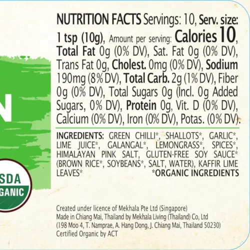 Vista 2 de Mekhala Pasta de curry verde tailandés sin gluten orgánica 3.53 onzas