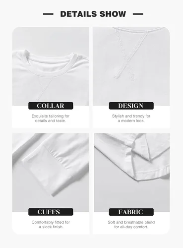Vista 4 de JMIERR - Camisetas de cuello redondo para hombre, 3 pack, 100% algodón, estilo hipsterhip hop, más largas de lo normal