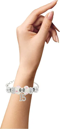 Vista 5 de VeryMerryMakering Collar de pulsera de cumpleaños número 15