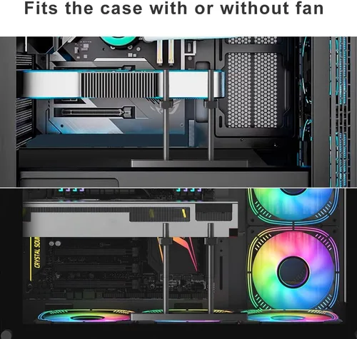 Vista 7 de Soporte de soporte de GPU Dual Brace: Montaje en ventilador Tarjeta gráfica de aluminio ajustable Soporte de GPU Sag Soporte para tarjeta de video