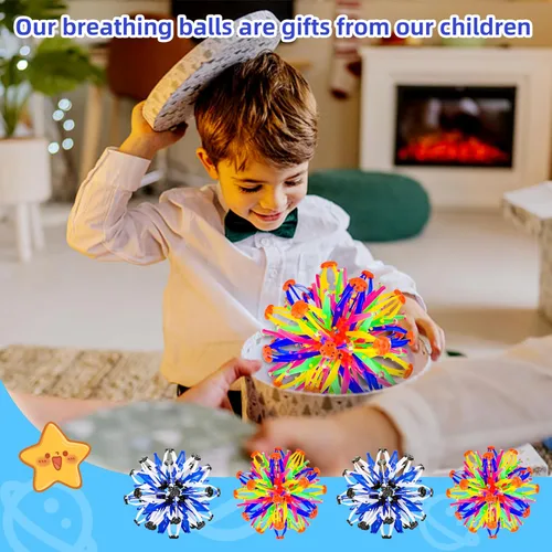 Vista 7 de 4 Piezas Esferas Pop Sensoriales Coloridas Juguete Fidget para Niños y Adultos Aliviar el Estrés, Pelotas Plegables Expandibles que se Expanden