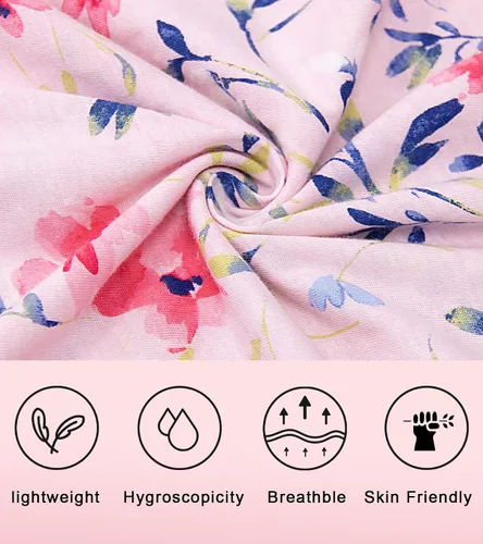 Vista 5 de IZZY + TOBY Camisones de algodón de manga larga para mujer, camisón de algodón suave para mujer, camisón largo para dormir