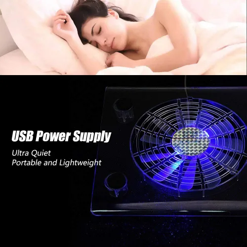 Vista 5 de ASHATA Portátil delgado silencioso alimentado por USB portátil portátil enfriador almohadilla de enfriamiento, luces LED RGB USB enfriador portátil