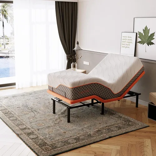 Vista 15 de ESHINE Base de cama ajustable + colchón híbrido de 14 pulgadas Twin XL (Suave Medio) - Espuma viscoelástica de gel de lujo, bases de cama con Gris
