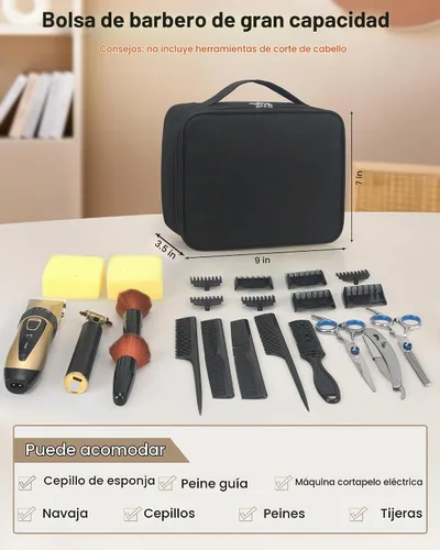 Vista 2 de Meiiy Bolsa de herramientas de peluquería, bolsa grande para cortar pelo, negro