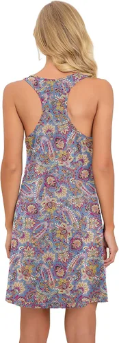 Vista 2 de PrinStory Camisones sin mangas para mujer, camisón de algodón con espalda cruzada para mujer