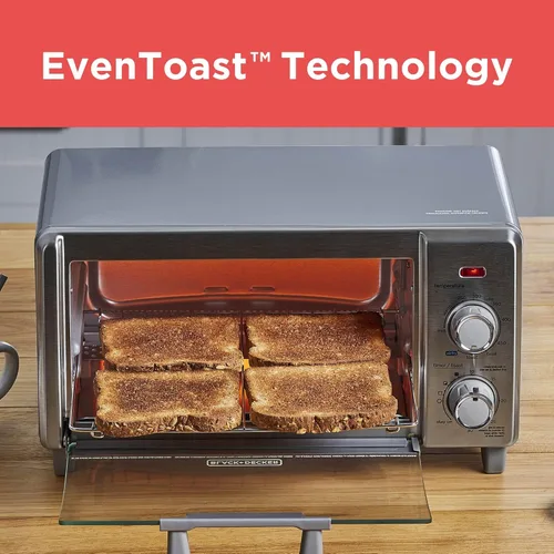 Vista 6 de BLACK+DECKER Crisp 'N Bake Air Fry - Horno tostador de convección para encimera, capacidad media, 4 rebanadas, 5 en 1, se adapta a pizza de 9